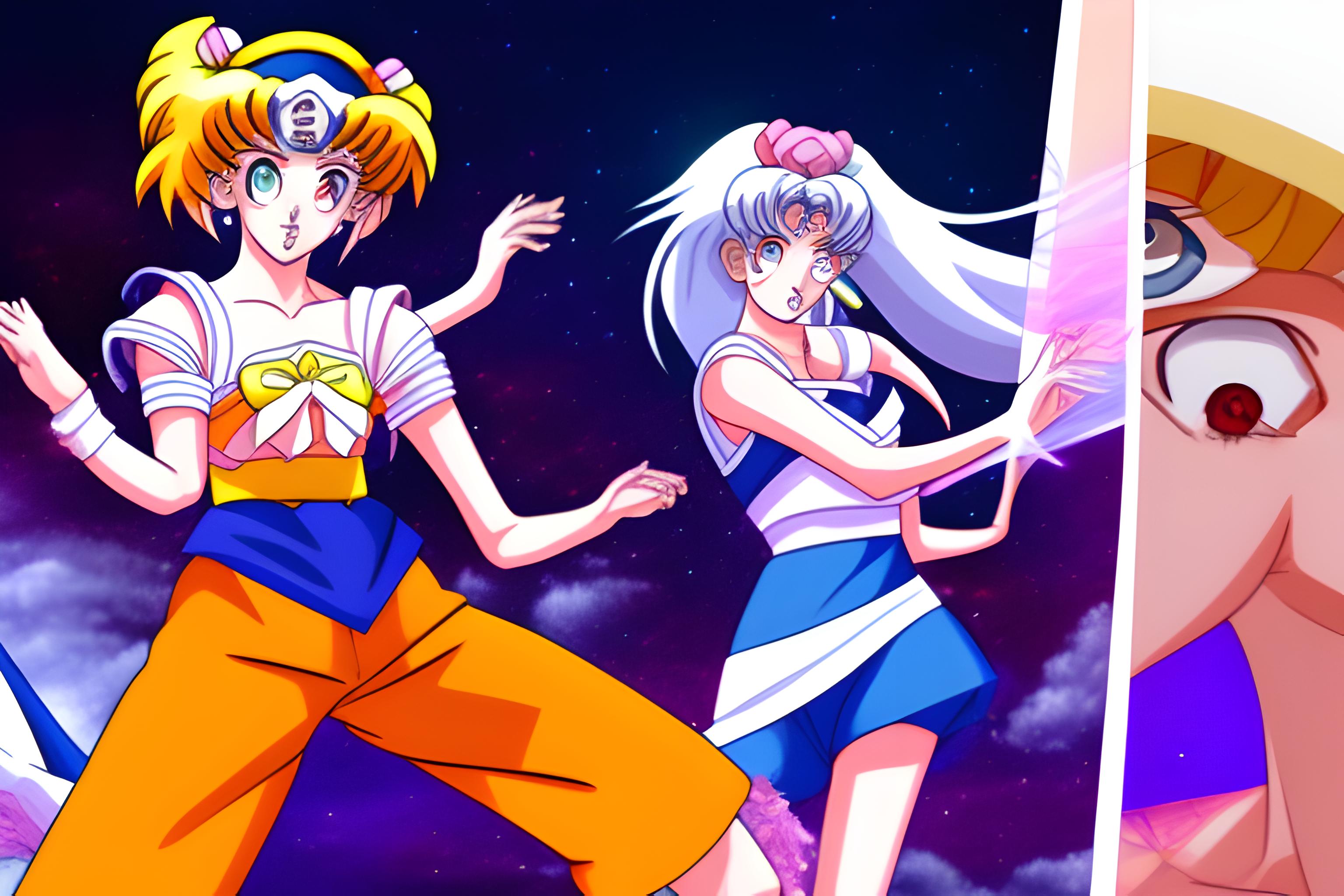 sailor moon con naruto y goku en una sola escena live action